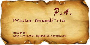 Pfister Annamária névjegykártya